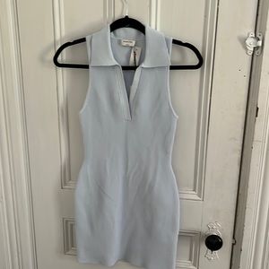 ARITZIA- Babaton Knit Sculpt Polo Dress - Powder Blue